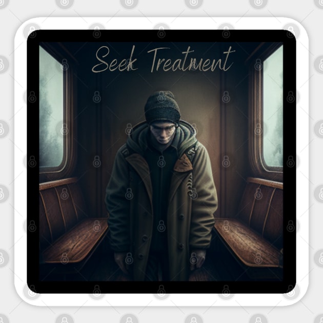 Seek Treatment, lost person Sticker by Pattyld